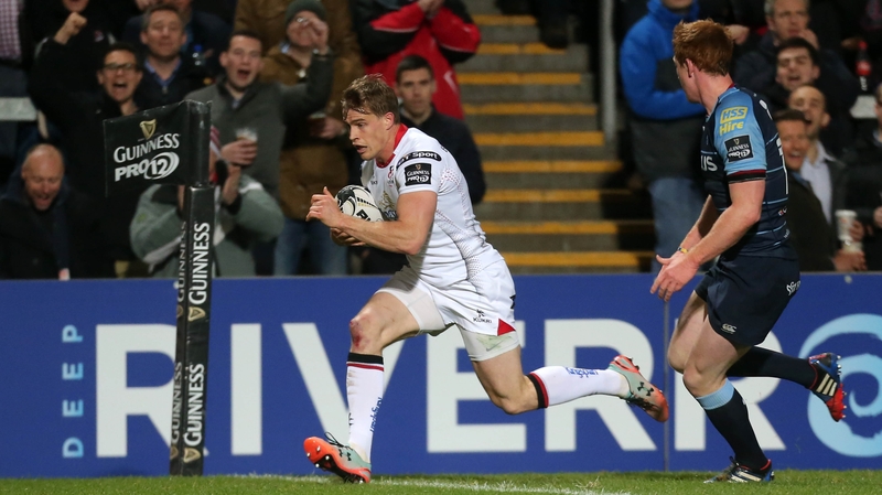 Ulster's Andrew Trimble scores a try