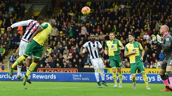 Salomon Rondon heads home the winner for the Baggies