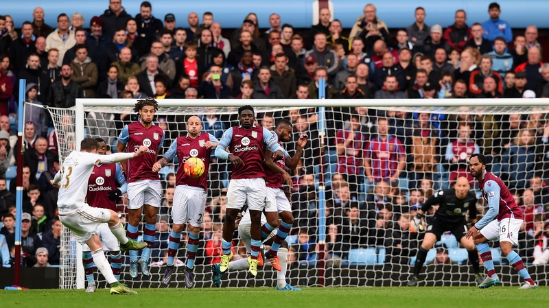 Gylfi Sigurdsson fires home Swansea's leveler at Villa Park