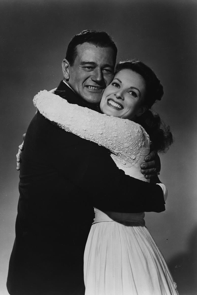 With her great friend and co-star John Wayne in a promo shot for The Quiet Man