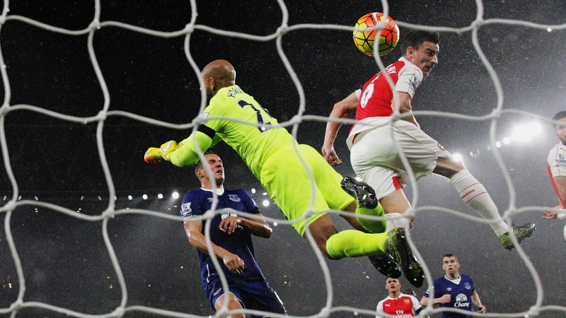 Laurent Koscielny heads home for Arsenal