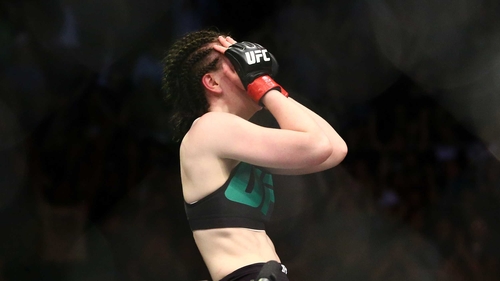 Aisling Daly celebrates her win over Ericka Almeida