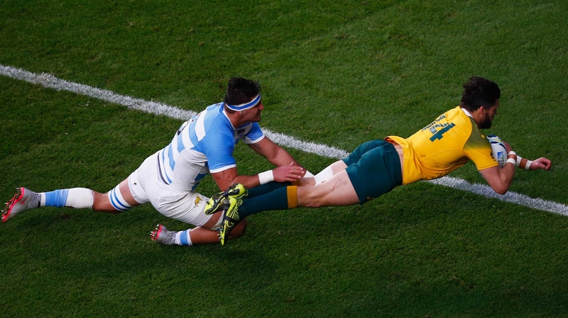 Adam Ashley-Cooper goes over for the Aussies