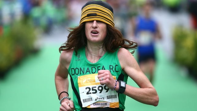 A Donadea runner crosses the finish line