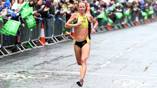Nataliya Lehonkova of Ukraine was the first woman over the finish line