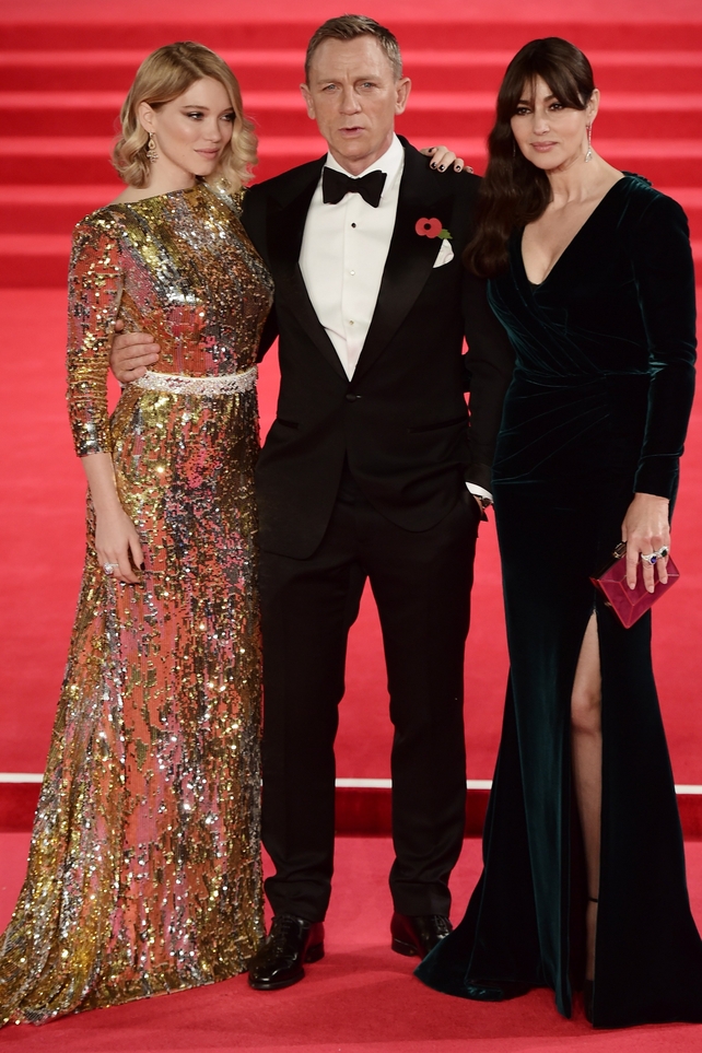 Daniel Craig with Lea Seydoux (L) and Monica Bellucci (R)