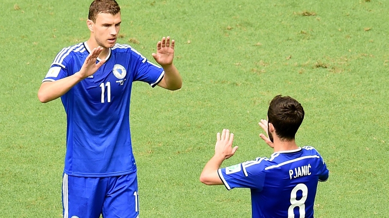 Ireland have to find a way to stop Edin Dzeko (l) and Miralem Pjanic