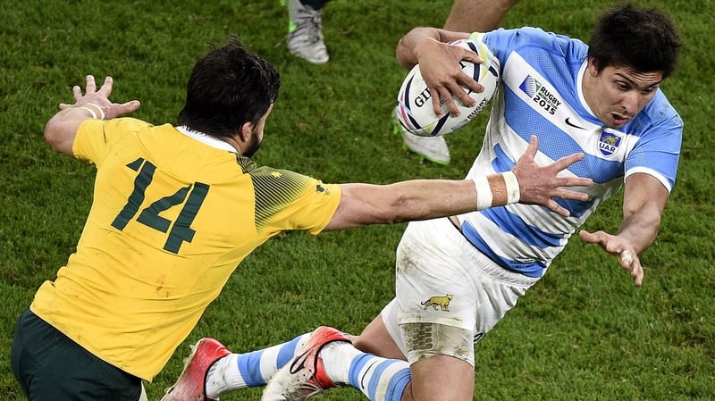Argentina and Munster full-back Lucas Amorosino (R) during the World Cup semi-final against Australia