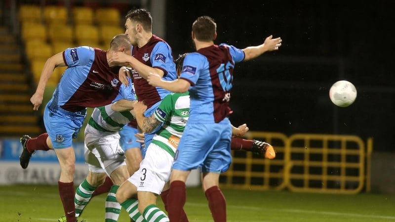 Drogheda's Michael Daly scores the opening goal of the game