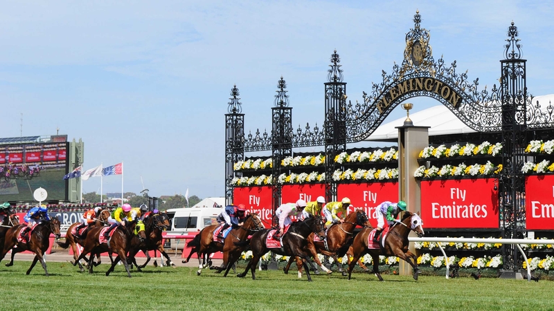 The blinkered Prince Of Penzance leads the runners home in the 'race that stops a nation'
