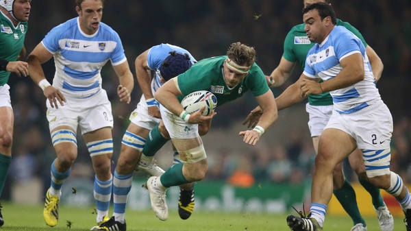 Jamie Heaslip in action against Argentina at the Rugby World Cup