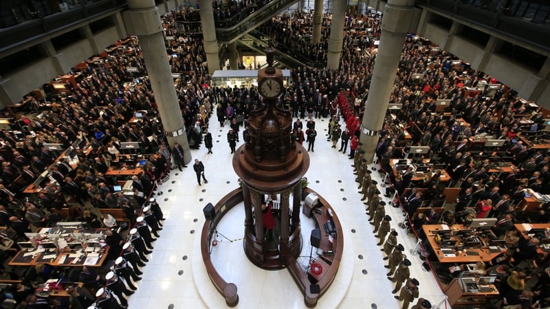 Two minutes of silence is observed at Lloyd's of London to mark Armistice Day
