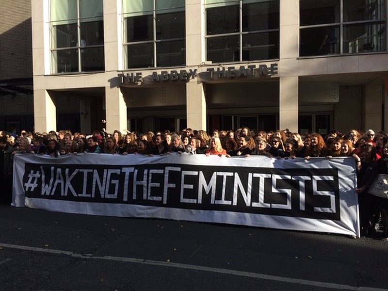 A large crowd outside the Abbey Theatre on Thursday. Pic: Sinead Crowley