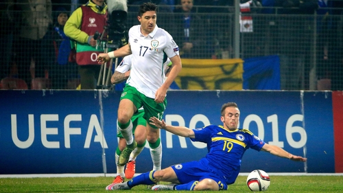 Stephen Ward was given a trying time by Bosnia's Edin Visca
