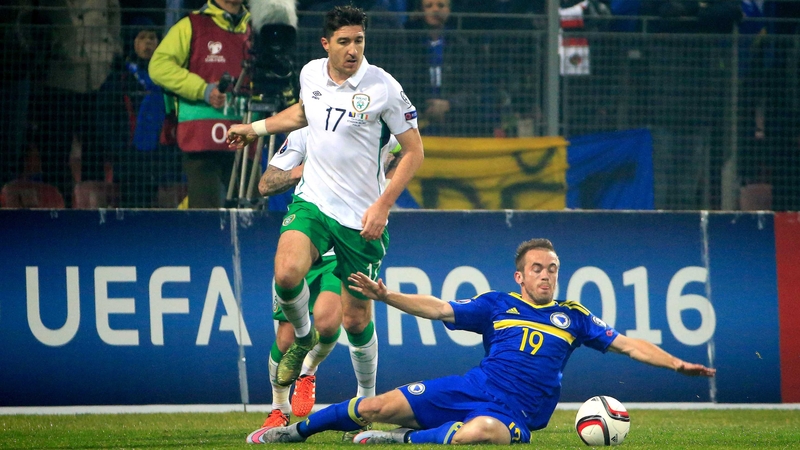 Stephen Ward was given a trying time by Bosnia's Edin Visca