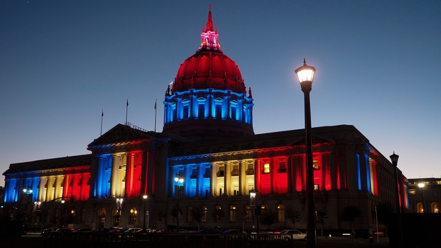 San Francisco joined the tributes by lighting City Hall in blue, white and red