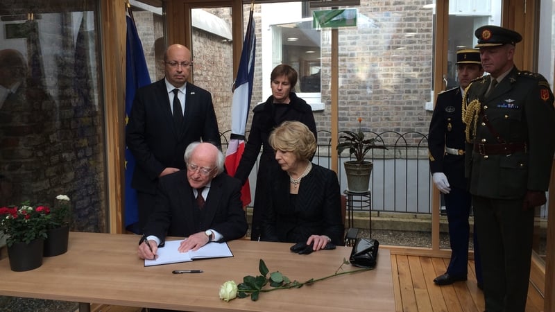 President Michael D Higgins and his wife Sabina signed a book of condolences