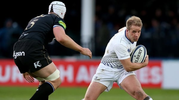 Leinster's Luke Fitzgerald is tackled by David Attwood of Bath