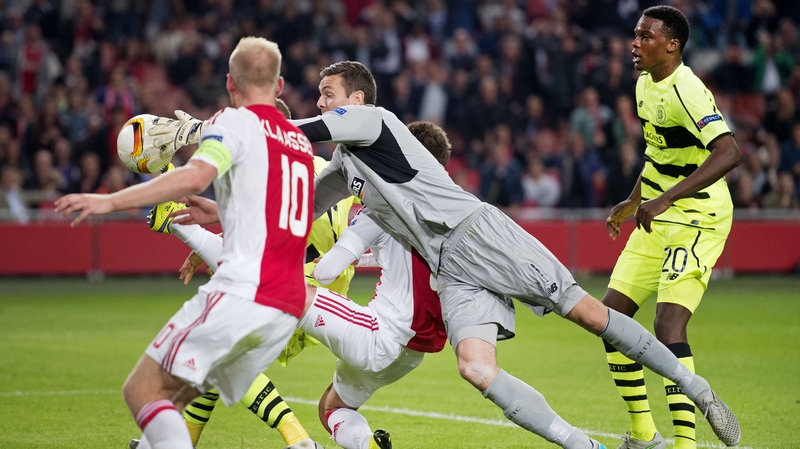 Celtic goalkeeper Craig Gordon makes a save against Ajax in September