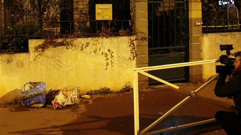 Rubbish left outside a house in Montrouge, after a 'belt that may resemble an explosive belt' was found in a nearby dustbin