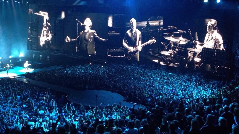 U2 on stage at the 3Arena in 2015