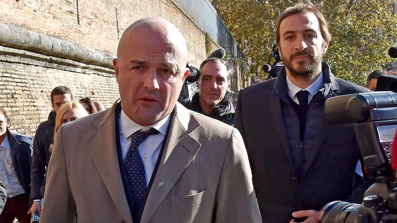 Italian journalists Gianluigi Nuzzi and Emiliano Fittipaldi arrive at the Vatcian this morning