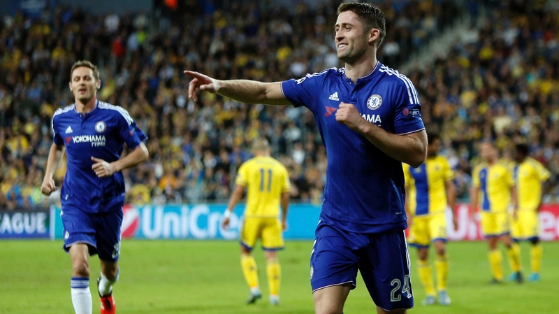 Chelsea's Gary Cahill celebrates scoring