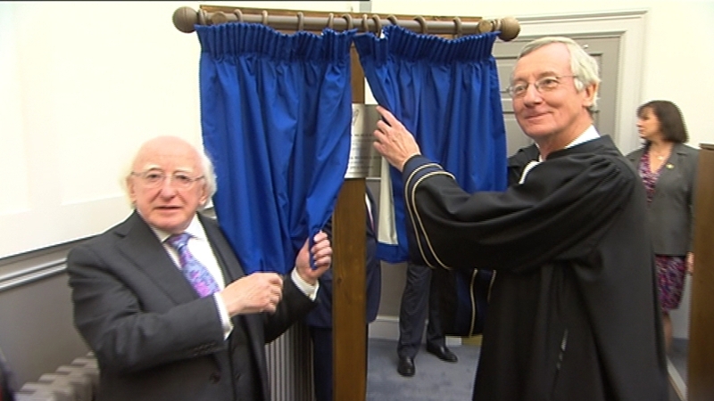 President Michael D Higgins (left) paid tribute to the work of the court to date