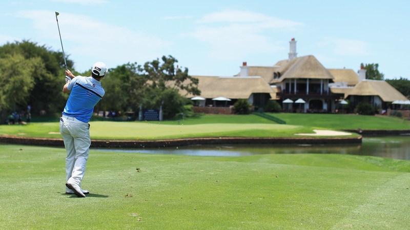 Christiaan Basson hits his approach to the 18th green