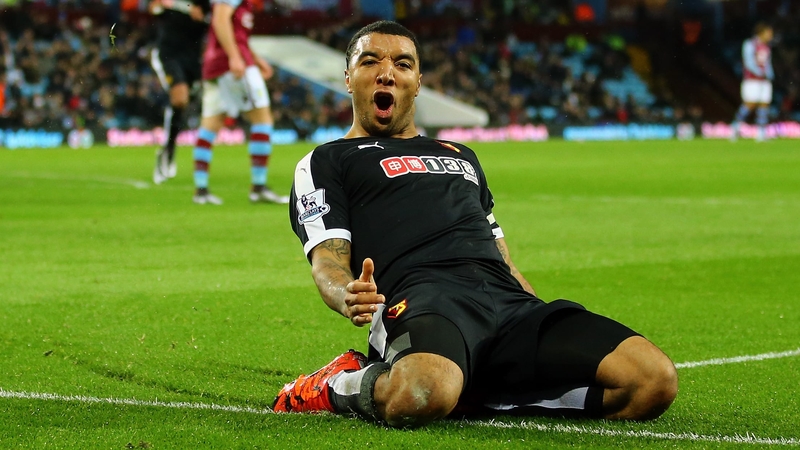 Troy Deeney celebrates Watford's third goal