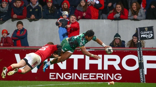 Bundee Aki scores a spectacular winning try at Thomond Park