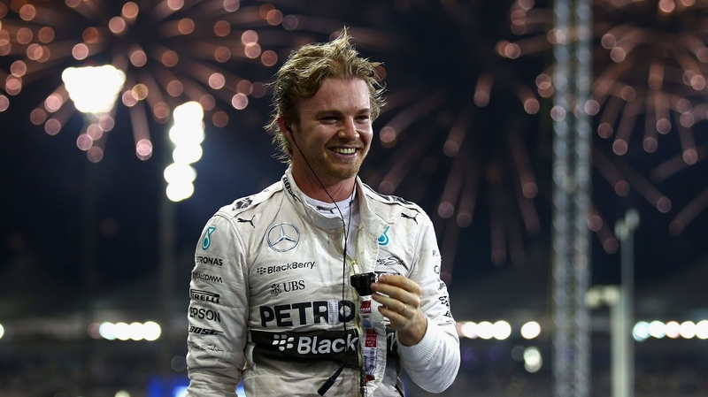 Nico Rosberg of Germany and Mercedes GP celebrates in Parc Ferme after winning the Abu Dhabi Formula One Grand Prix