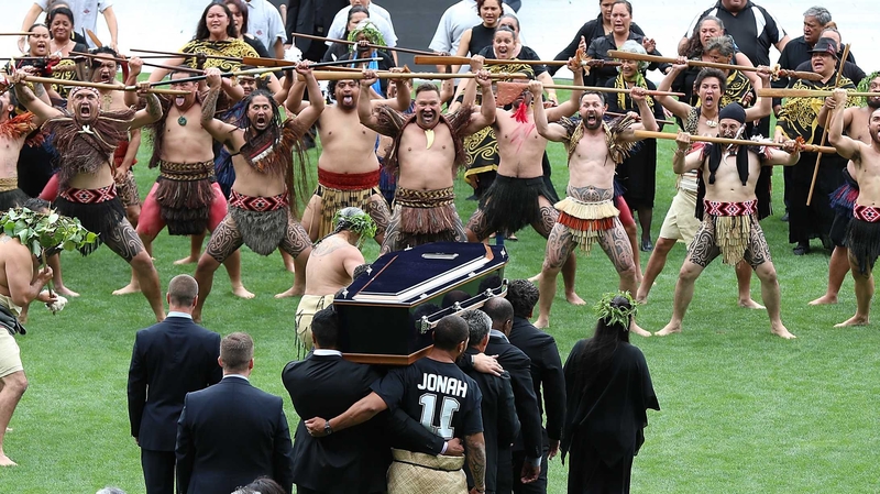 Jonah Lomu's casket arriving at Eden Park in Auckland