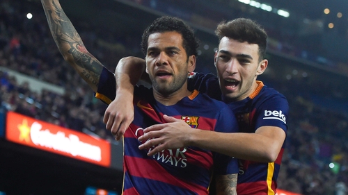 Dani Alves (left) has been linked with Juventus and Manchester United