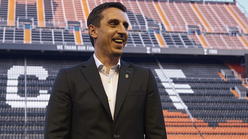 Gary Neville at his unveiling at the Mastalla, a stadium he wants to turn into a fortress