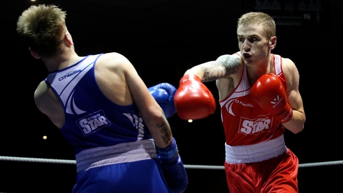 Dean Walsh (R) in action against James Cleary