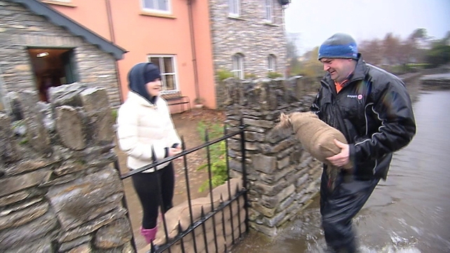 Flood defences are put in place in Kenmare