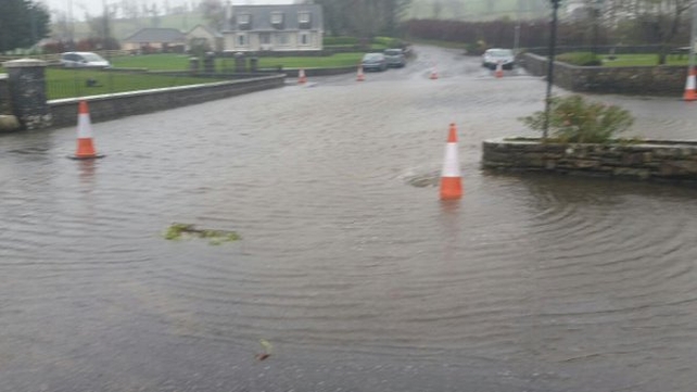Ballinakill village in Co Galway is flooded after a river burst its banks (Pic: @AnneRabbitte)