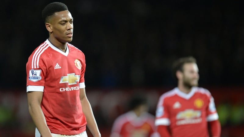 Manchester United's Anthony Martial reacts to a missed chance