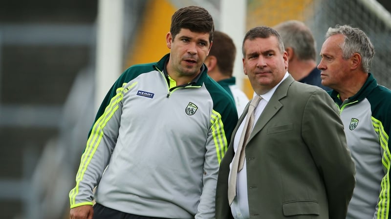 Kingdom manager Eamonn Fitzmaurice with county board chairman Patrick O'Sullivan