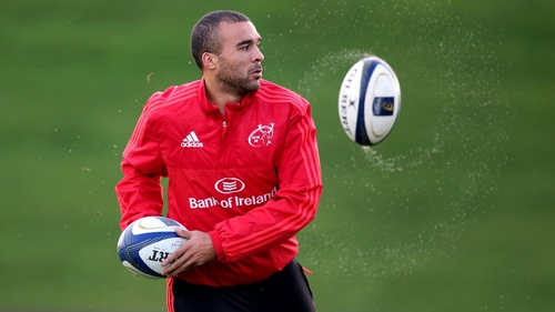 Ireland winger Simon Zebo at Munster training on Tuesday