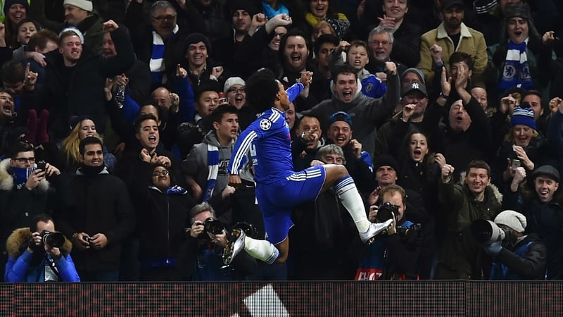 Willian celebrates his goal at Stamford Bridge