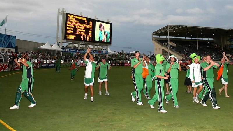 Ireland celebrate their victory over Pakistan at the ICC World Cup 2007 on St Patrick's Day