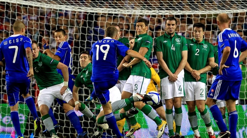 Action from the Euro 2012 qualifier between the Republic of Ireland and Slovakia at the Aviva Stadium in September 2011