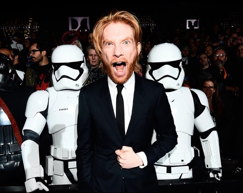 Domhnall Gleeson having a storming time at the world premiere