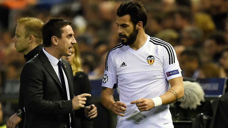 Gary Neville dishes out instructions to Alvaro Negredo