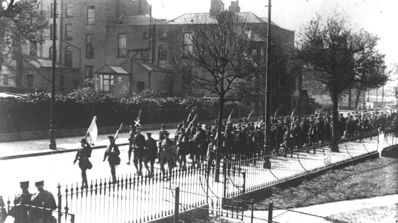 Republicans being led from Boland's Mill by British Soldiers (1916)