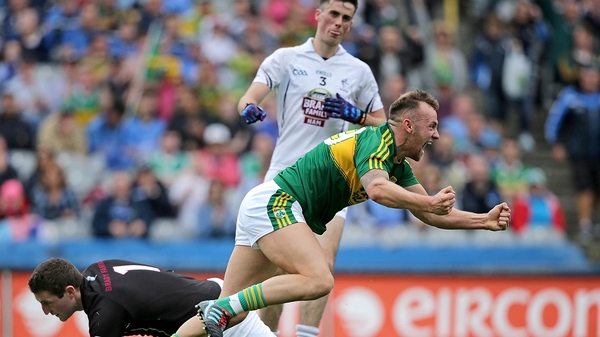 Kerry's Barry John Keane celebrates scoring a goal against Kildare in the summer's All-Ireland SFC quarter-final