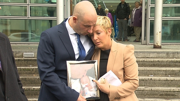 Wayne Doyle and Kim Lally, parents of Killian Lally Doyle, outside Dundalk Courthouse