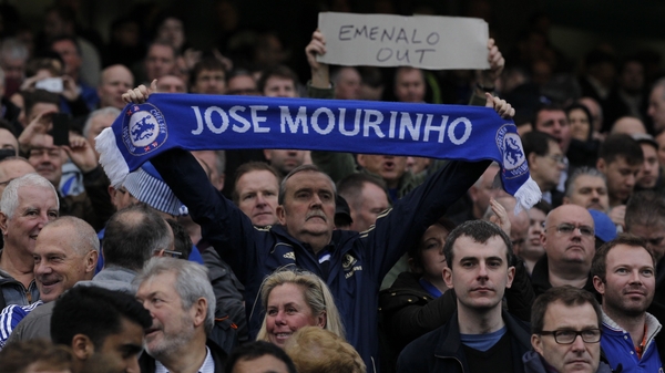 Chelsea fans show their support for sacked manager Jose Mourinho